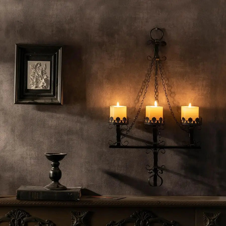 3 Iron Gothic Candle Wall Holder