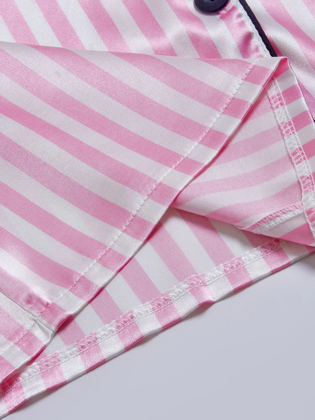 Striped Pocket Short Sleeve and Shorts Pajama Set