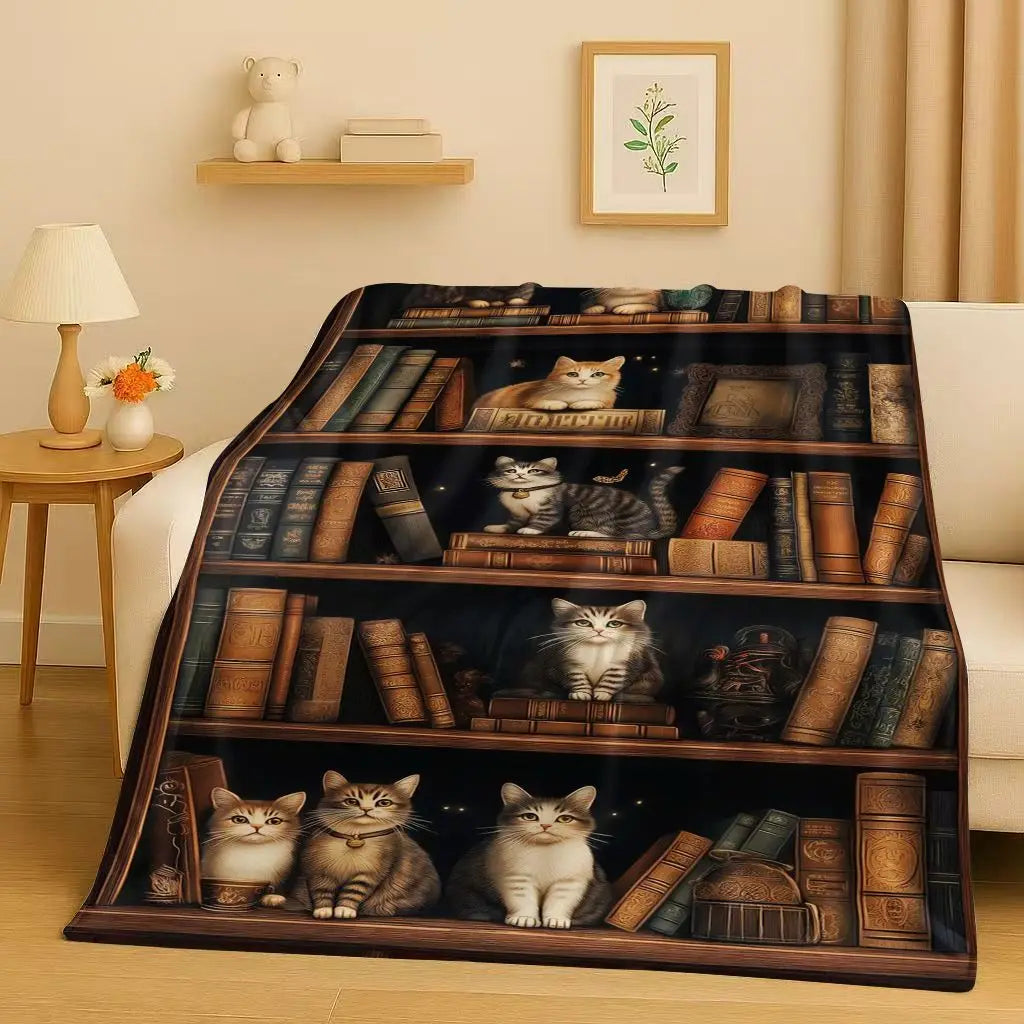 Magic Book Library Bookshelf Blanket