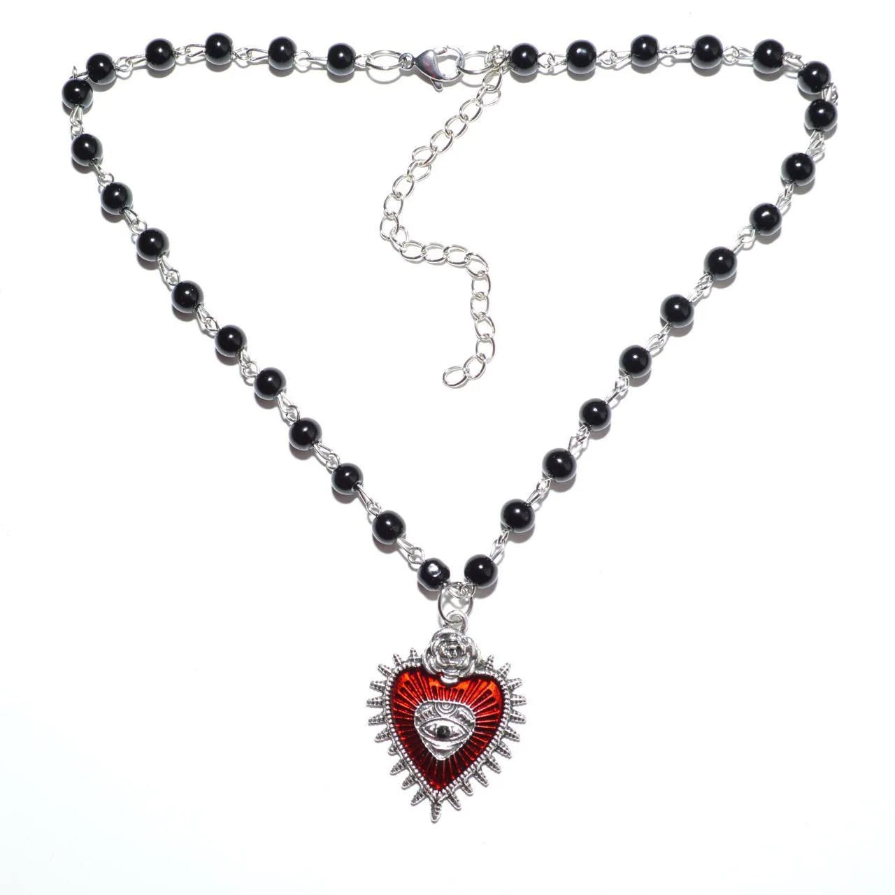 Emo Vampire Ankh Rosary Occult Vamp Bead Necklace Goth Punk Bat Cross Pendant Necklace Handmade Beaded Egyptian Tradgoth Jewelry