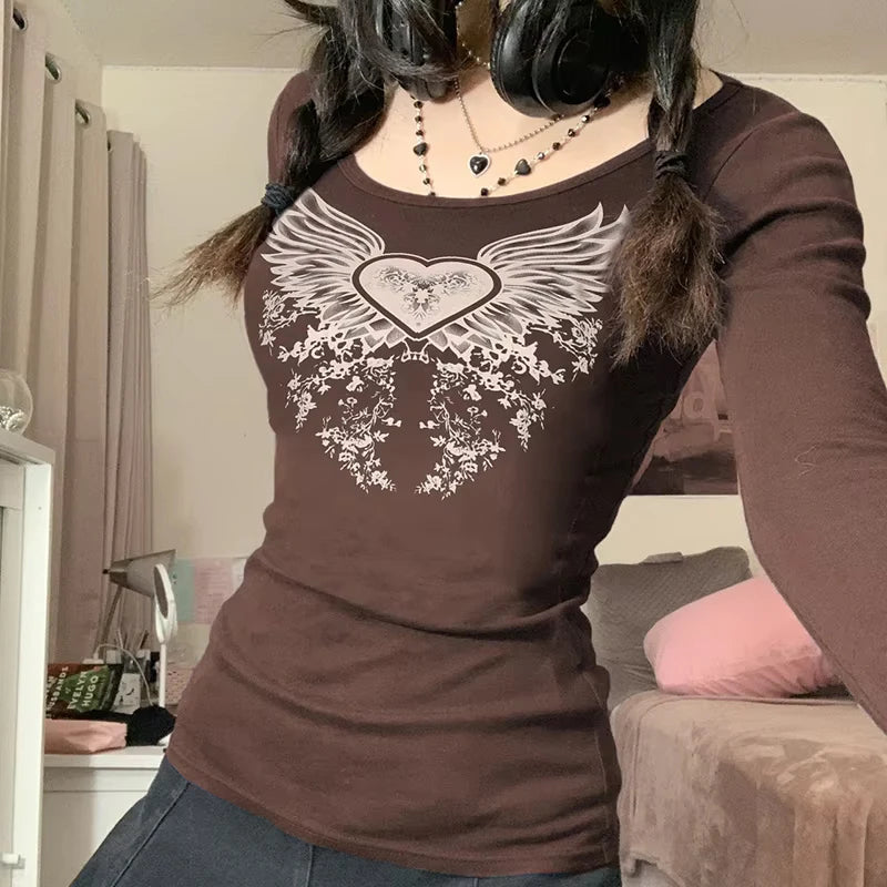 Graphic Print Gothic Slim T-shirt