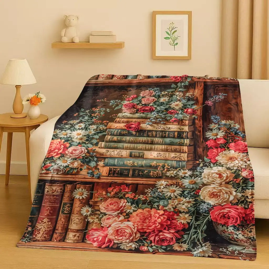 Magic Book Library Bookshelf Blanket
