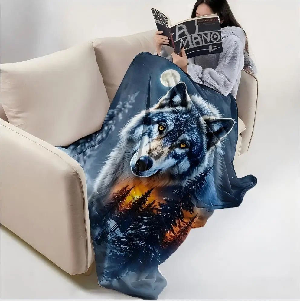 Wolf Print Soft Throw Blanket