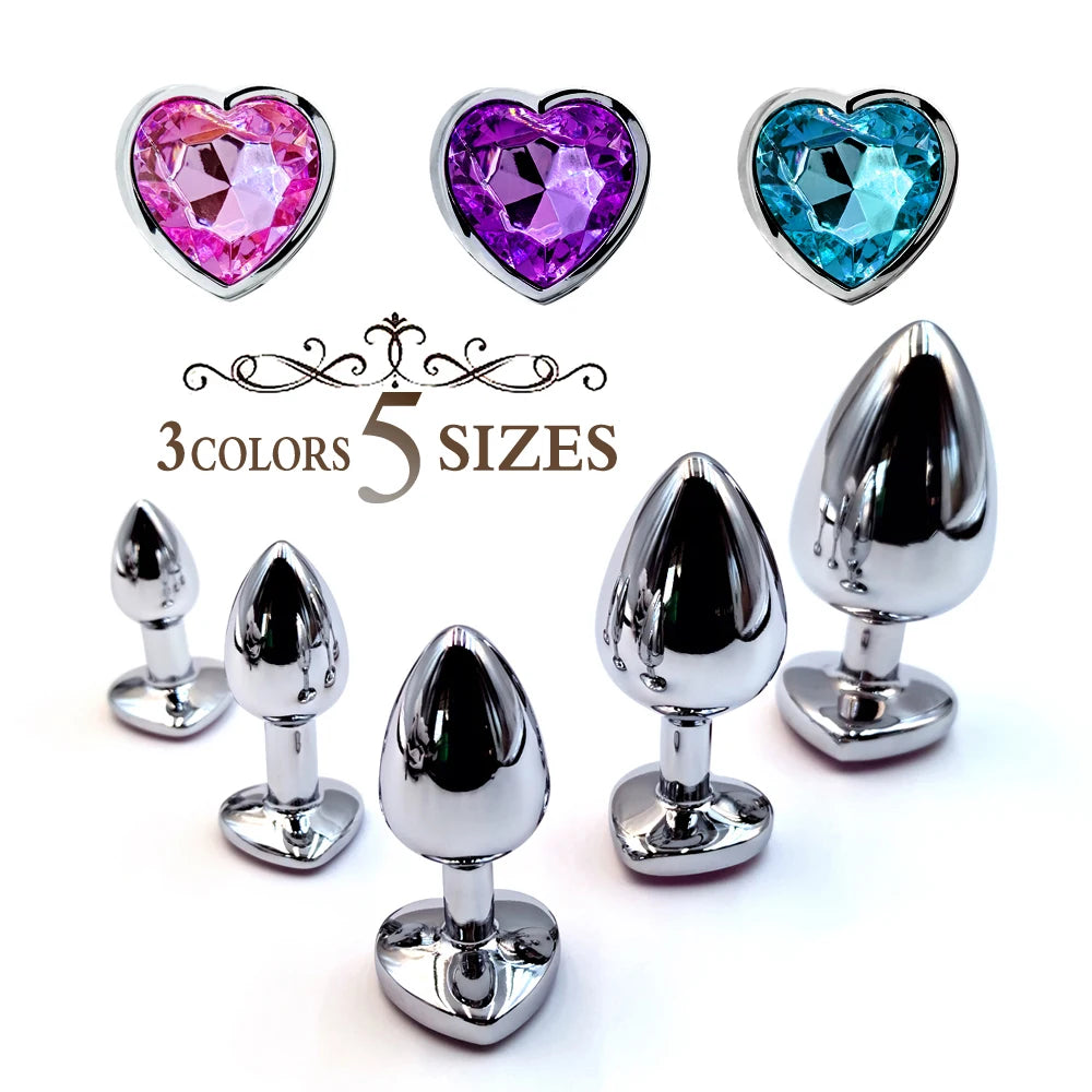 Metal Anal Heart Butt Plug Adult Toy