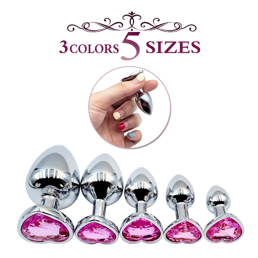 Metal Anal Heart Butt Plug Adult Toy