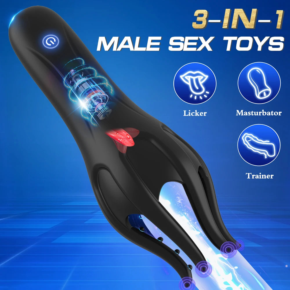 Masturbator for Men Vibrating Tongue