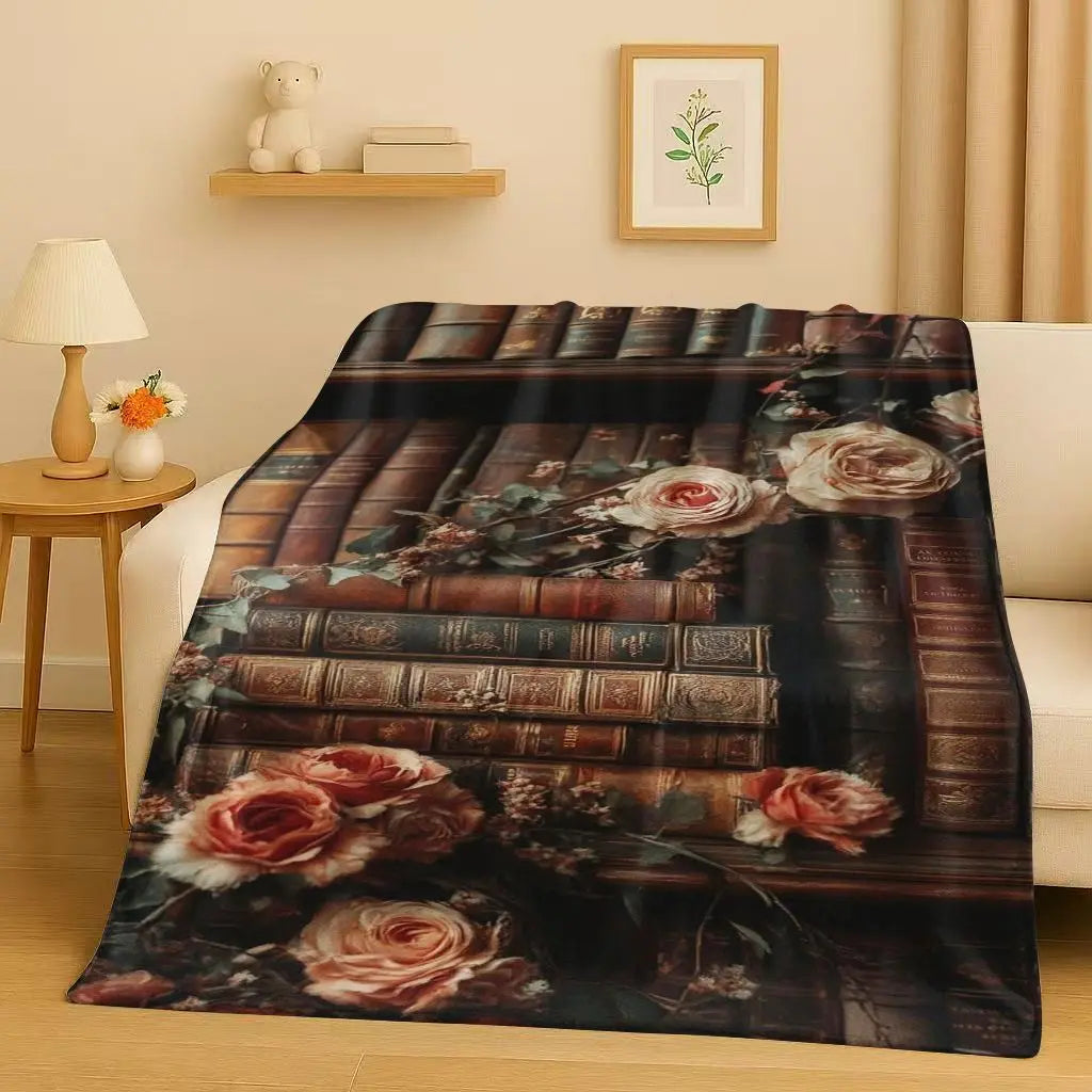 Magic Book Library Bookshelf Blanket