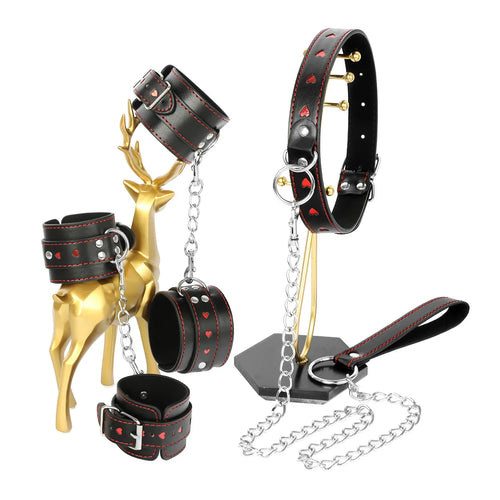 3pcs/Set High Quality Heart Leather Bondage Kit