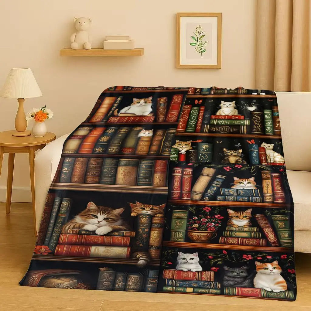 Magic Book Library Bookshelf Blanket