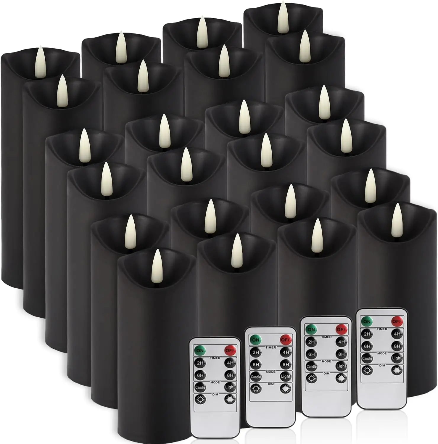 24-Pack Black Flameless LED Candles with Remote & Timer