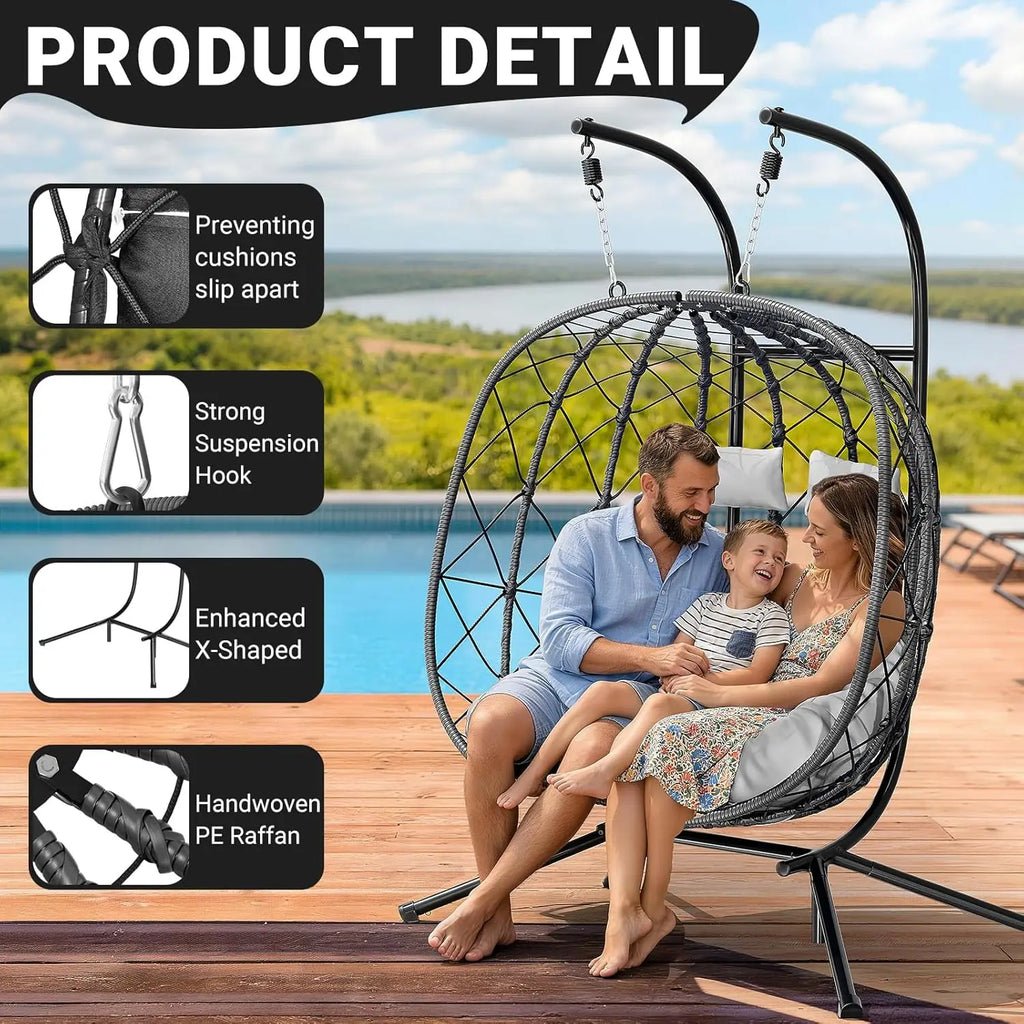 Double Egg Swing Chair with Stand