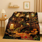 Magic Book Library Bookshelf Blanket