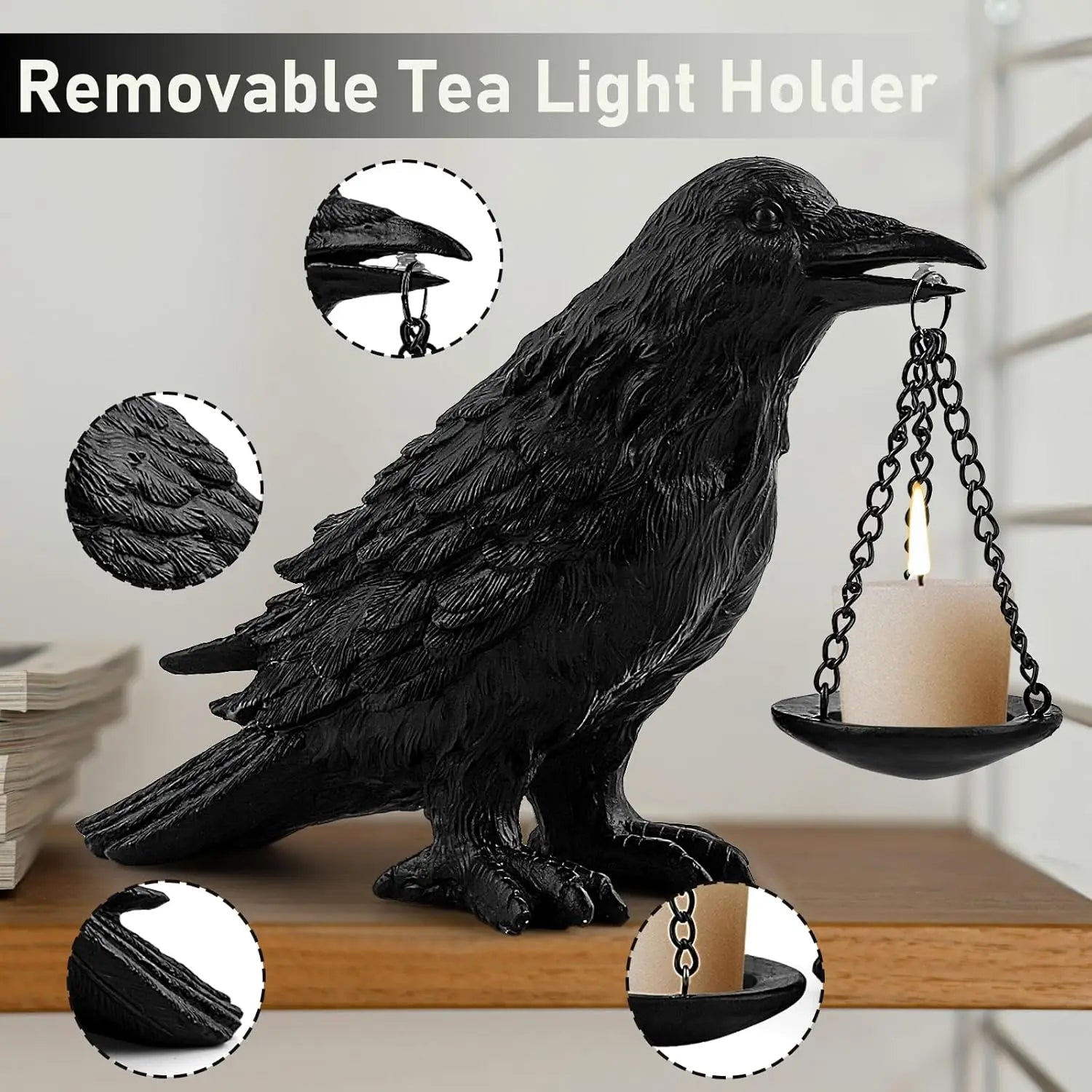 Gothic Raven Tealight Candle Holder
