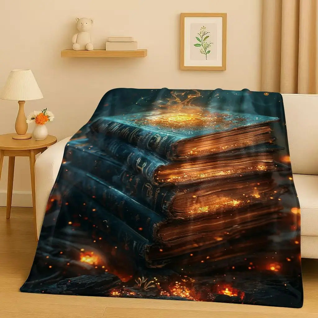 Magic Book Library Bookshelf Blanket