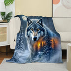 Wolf Print Soft Throw Blanket