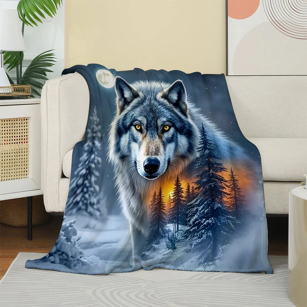 Wolf Print Soft Throw Blanket