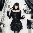 Gothic Black Lace Long Sleeve T-Shirt