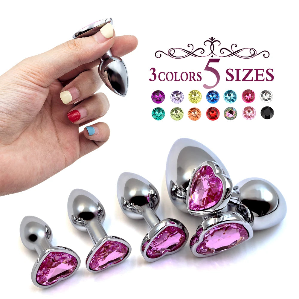 Metal Anal Heart Butt Plug Adult Toy