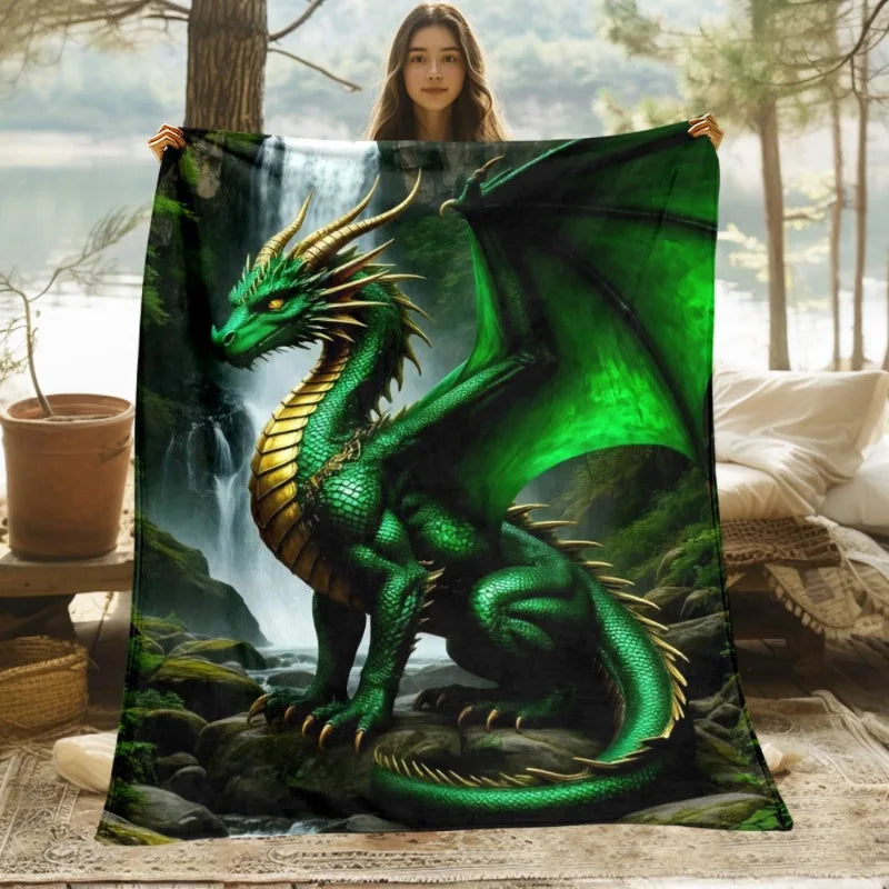Dragon Throw Blanket with Waterfall
