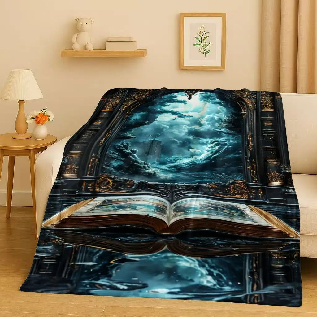 Magic Book Library Bookshelf Blanket