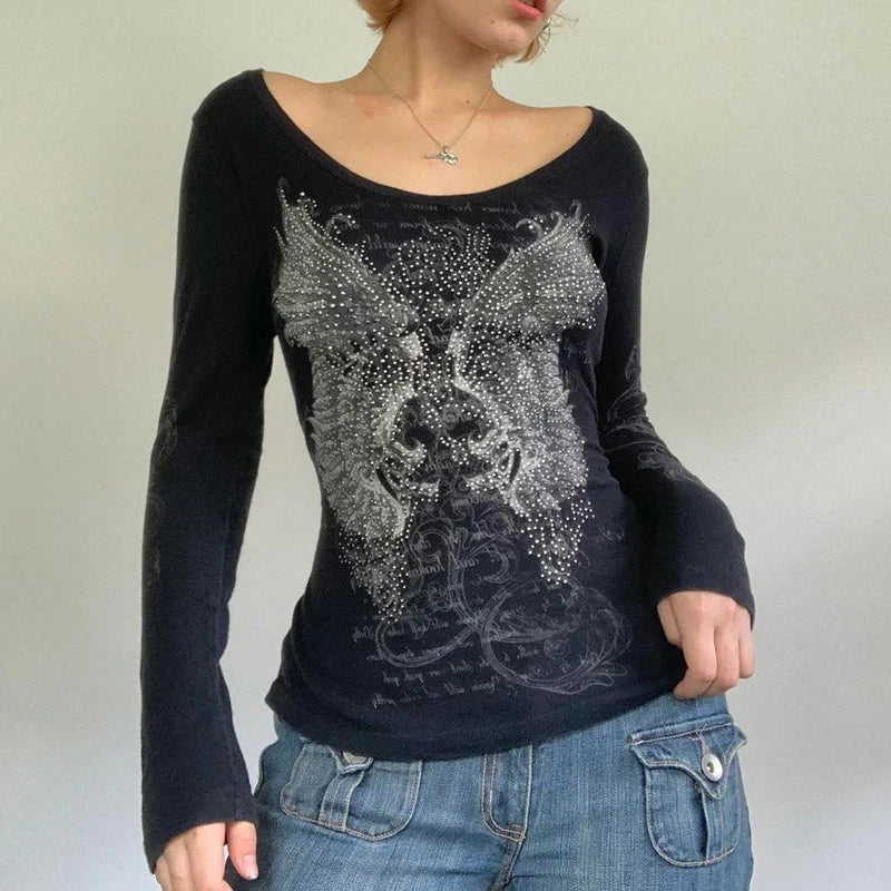 Graphic Print Gothic Slim T-shirt
