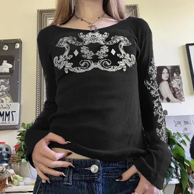 Graphic Print Gothic Slim T-shirt