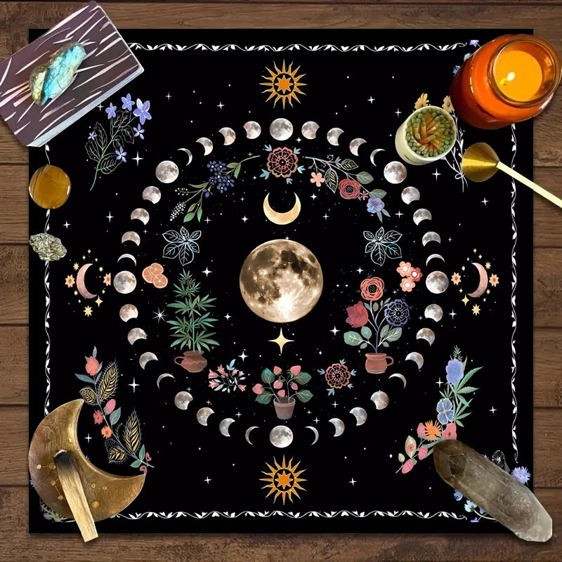1PC Moonlight Flower Tarot Card Table Cloth
