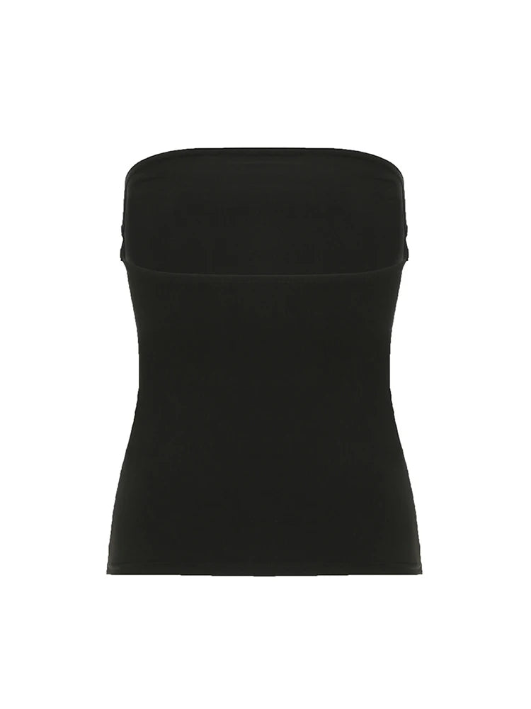 Gothic Print Black Strapless Tube Top