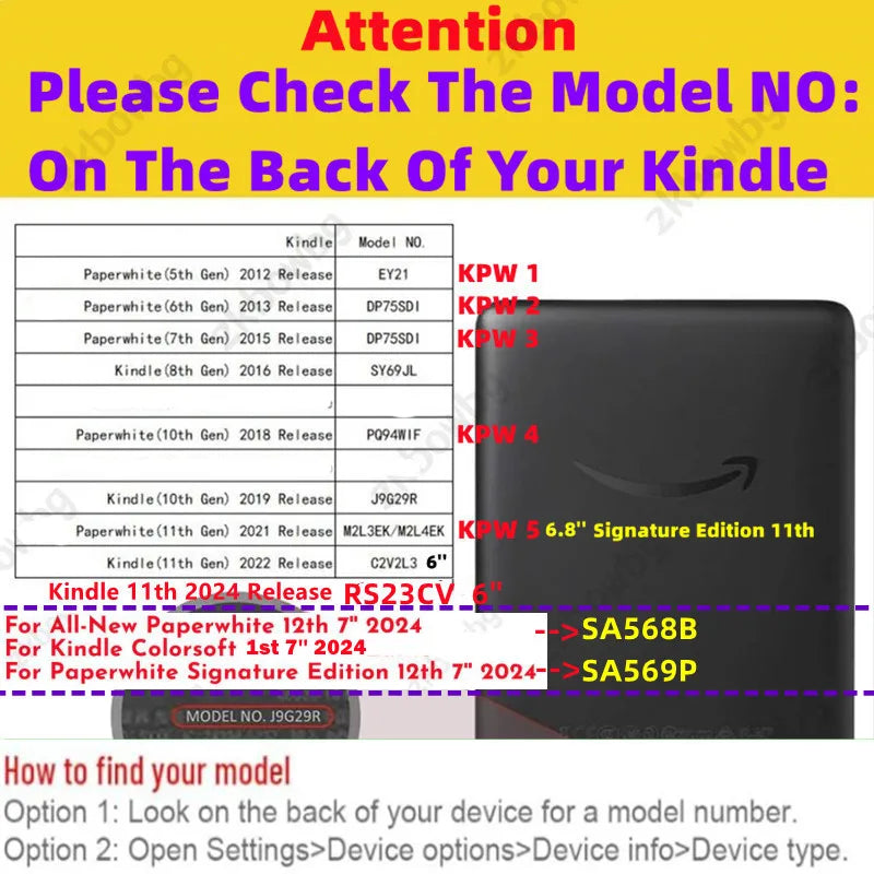 Cute Smart Case for Kindle Paperwhite 4/3/2 8th 6th 7th 10th 11th 12th