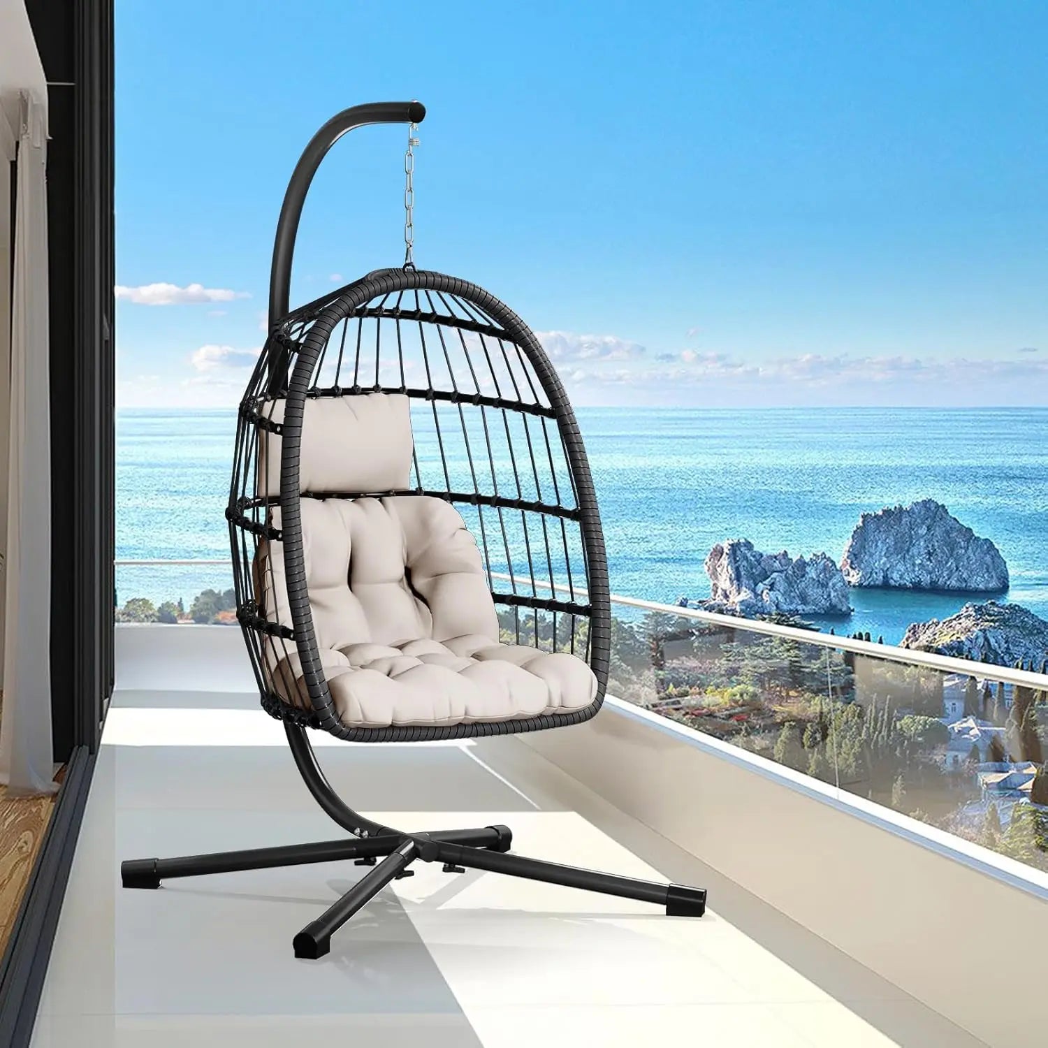 Double Egg Swing Chair with Stand