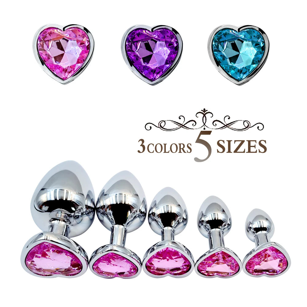 Metal Anal Heart Butt Plug Adult Toy