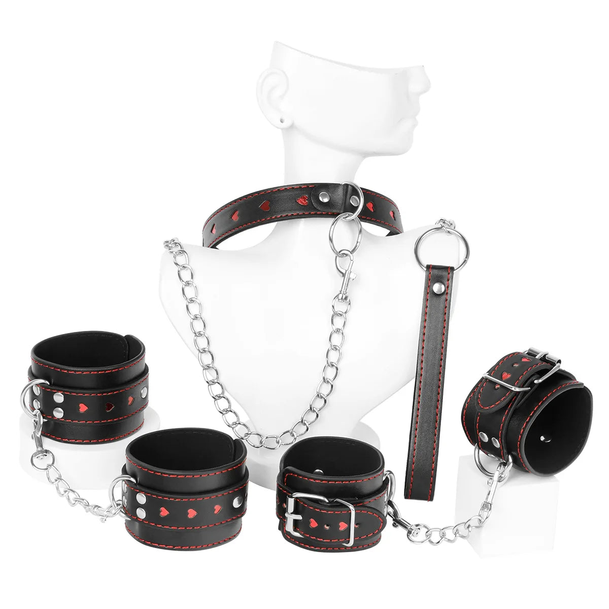 3pcs/Set High Quality Heart Leather Bondage Kit