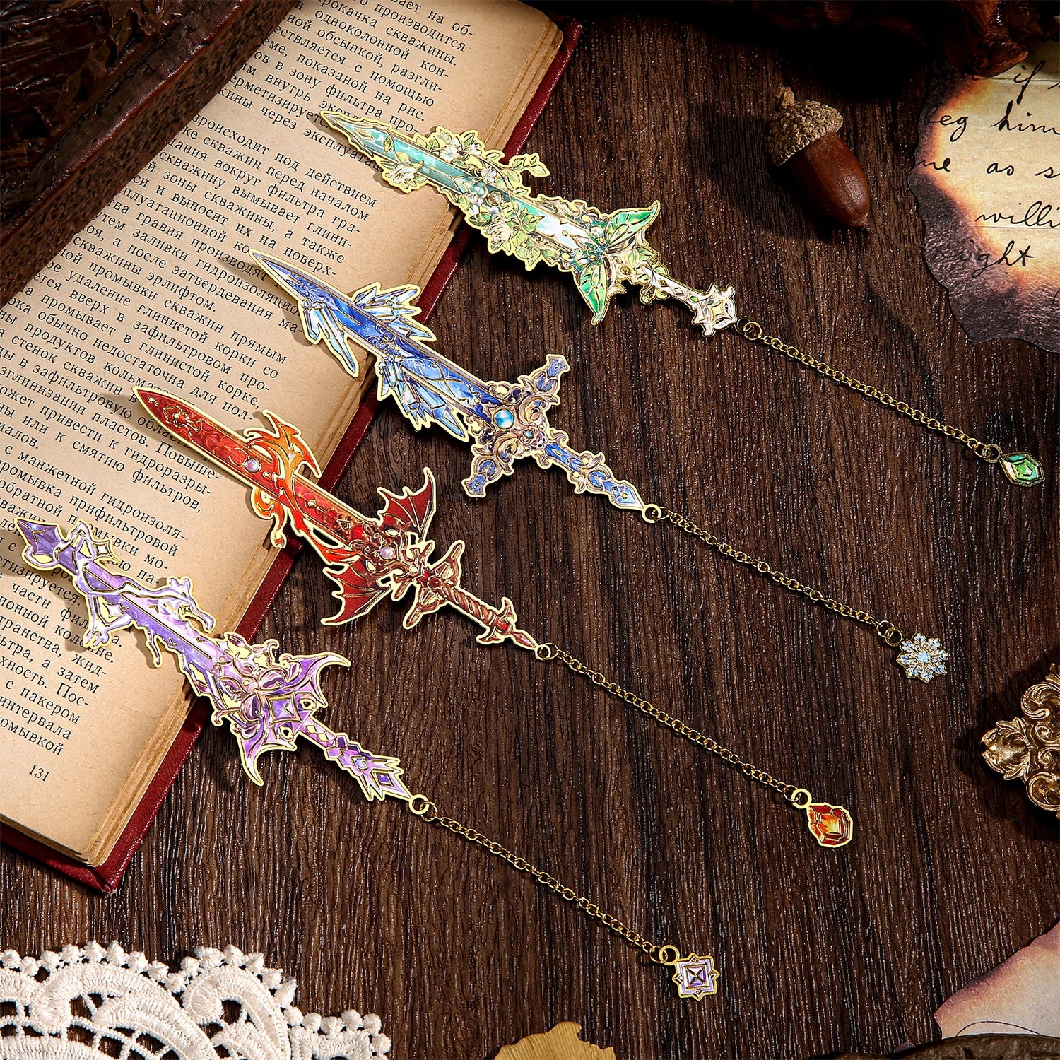 4pcs Fantasy Sword Bookmarks
