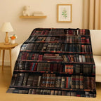 Magic Book Library Bookshelf Blanket
