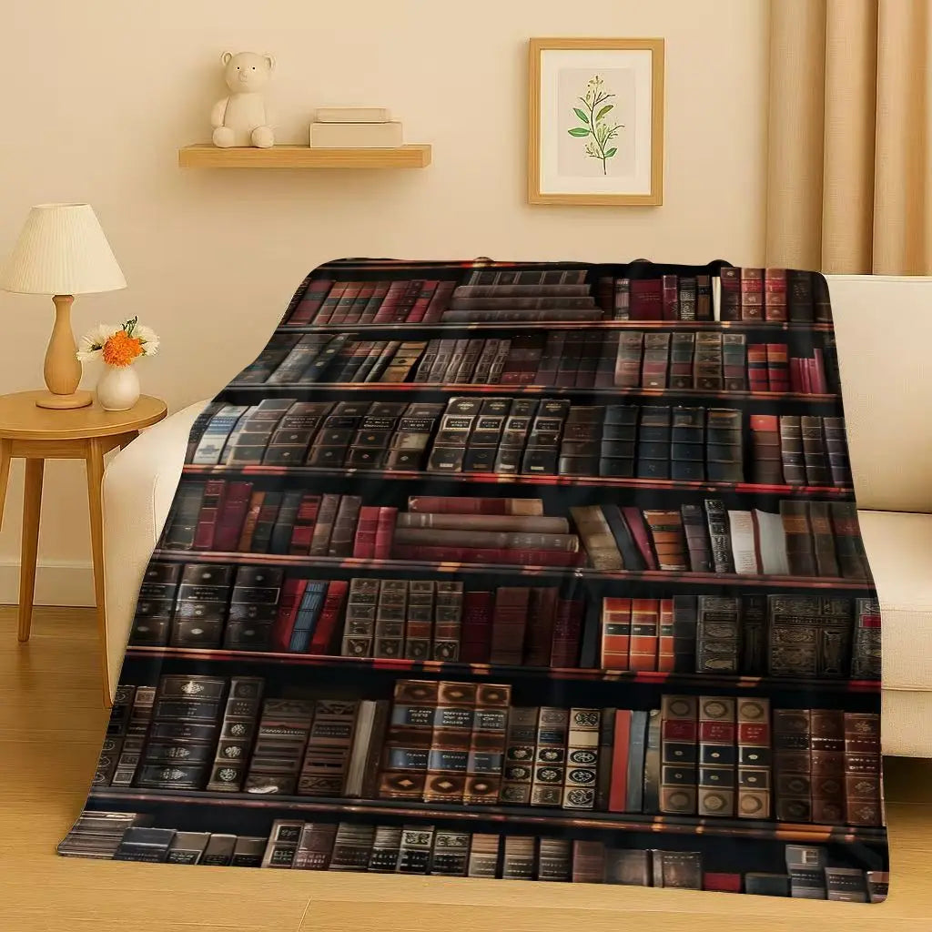 Magic Book Library Bookshelf Blanket
