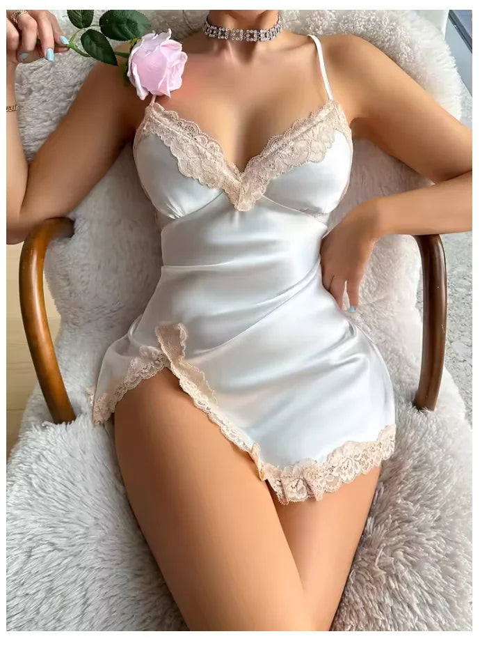 Lace Trim Leopard Sleepwear